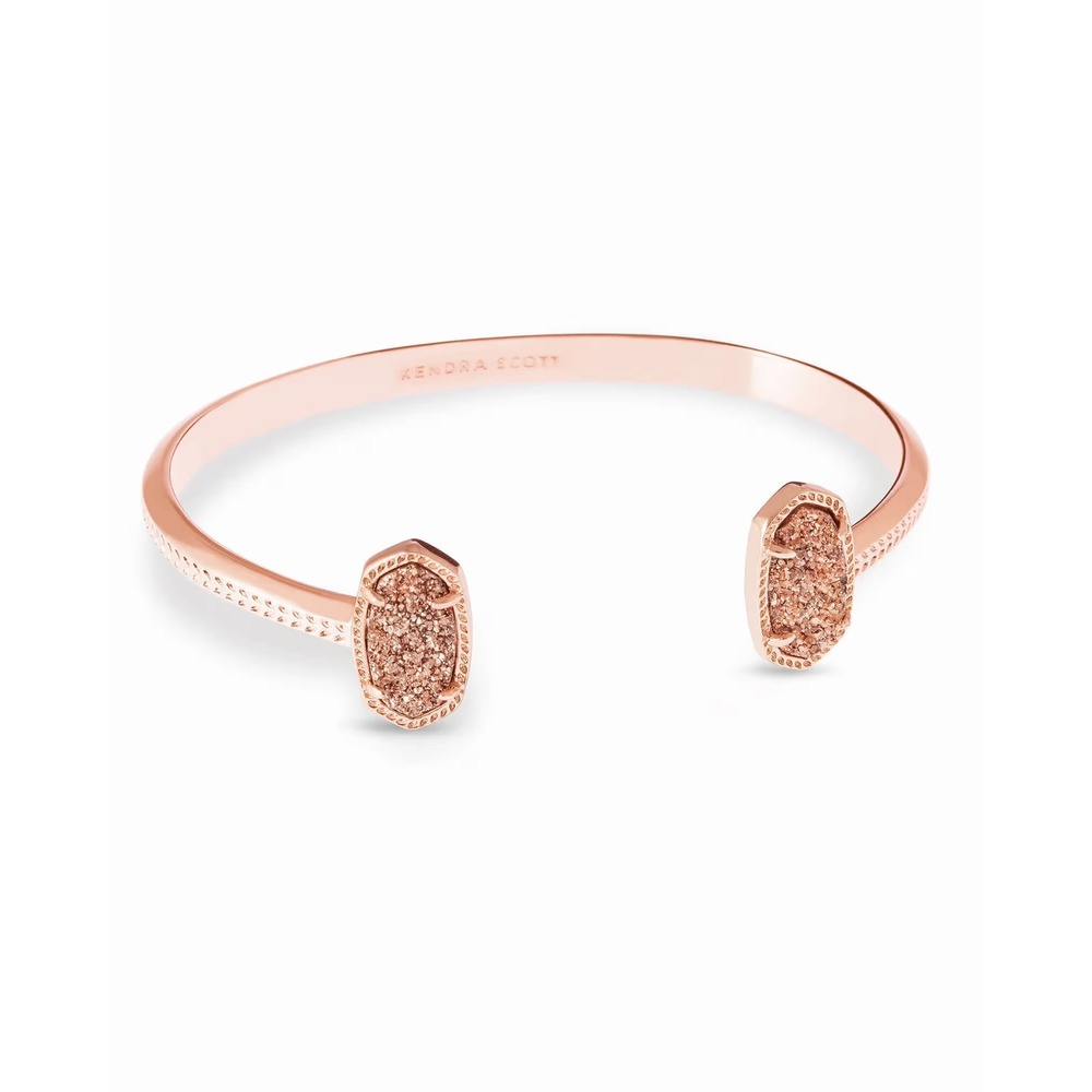 NWT Kendra Scott Elton Rose Gold Cuff Bracelet in Rose Gold Drusy / With Dustbag